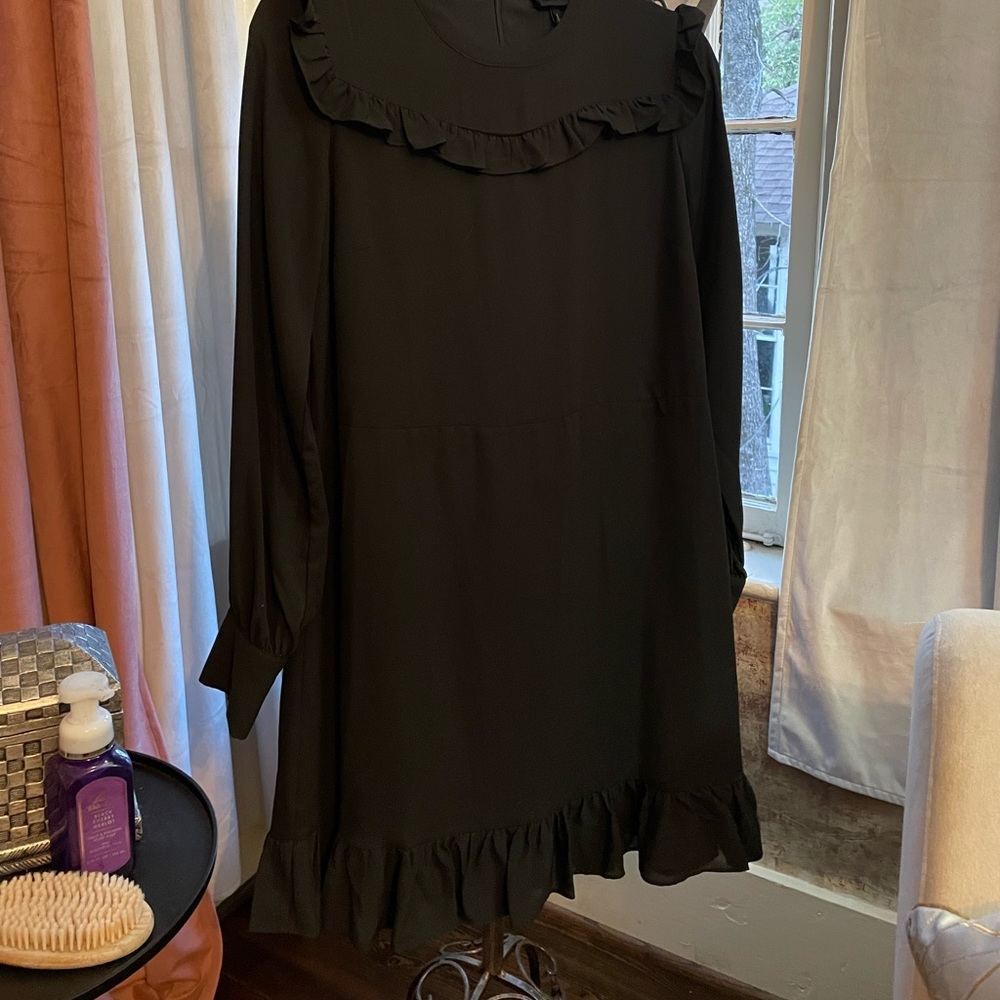 Perfect little black long sleeve ruffle dress
